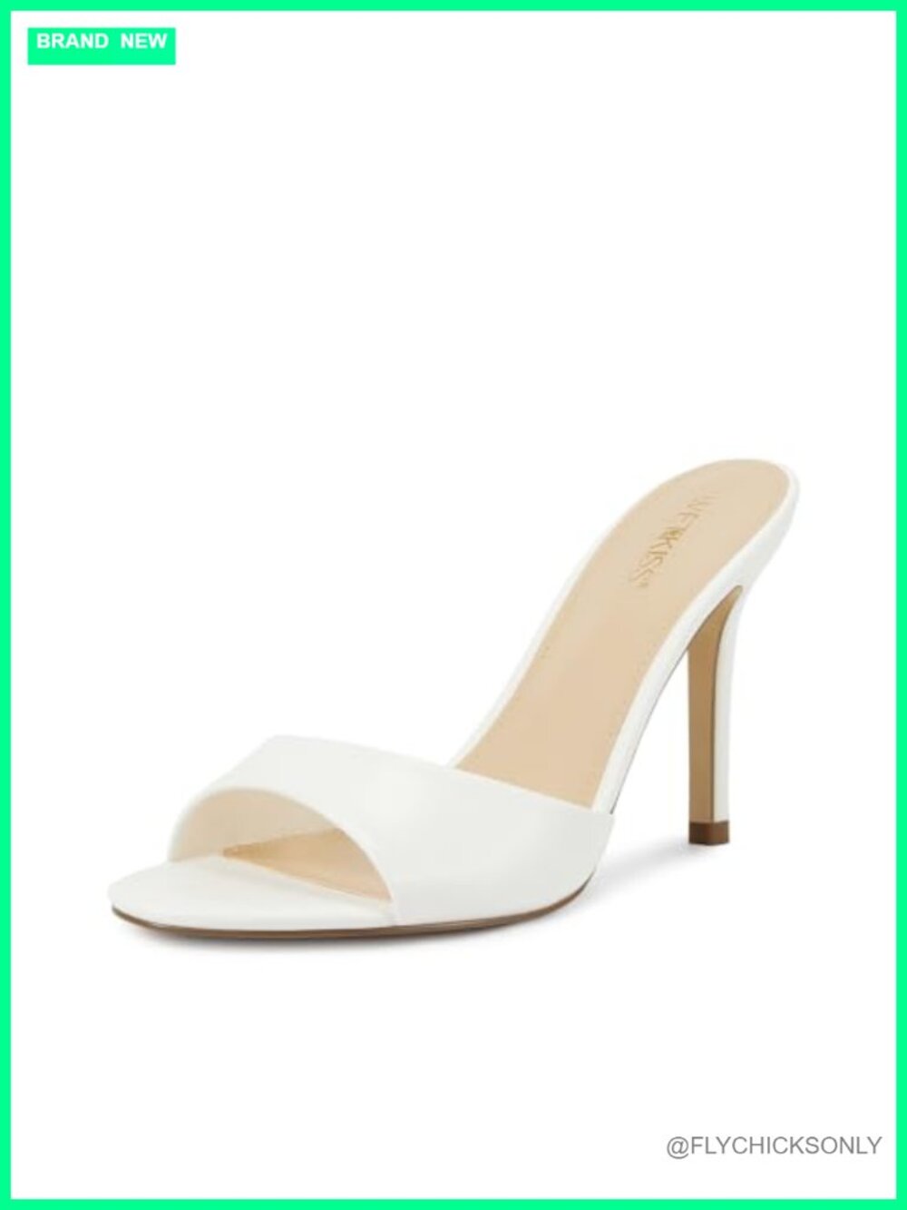 Wetkiss Mule Heels Open Toe Stiletto Slide Sandals Faux Leather